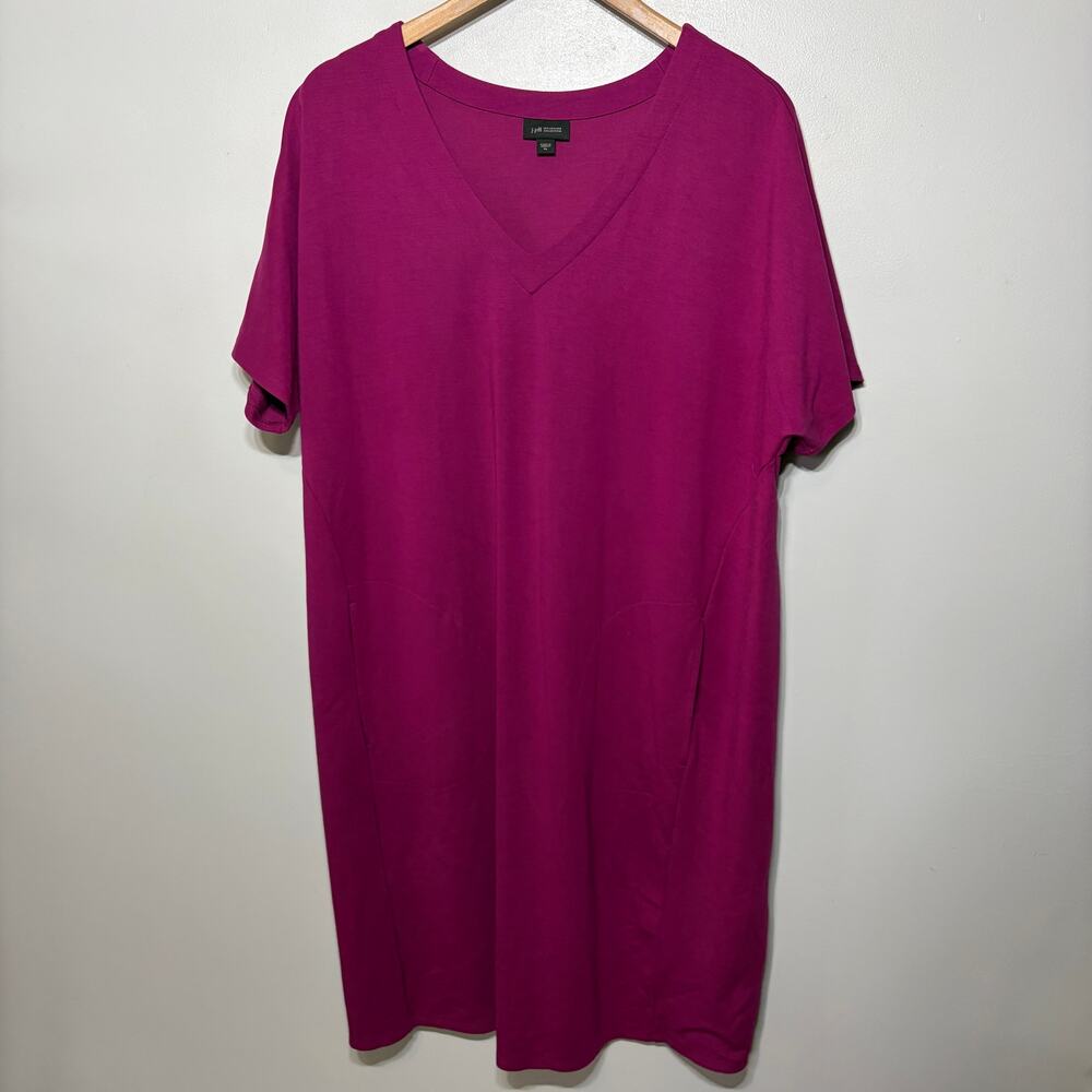 J.Jill Wearever Collection Dress Magenta Pink Pocket Knit Shift Travel Office XL